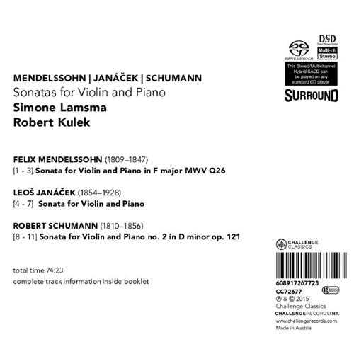 SimoneLamsma,RobertKulek-Mendelssohn,Janacek,Schumann-SonatasforViolinandPiano【SAC